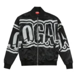 Glo Gang Oversized Font Logo Bomber Jacket (Black)