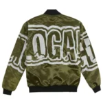 Glo Gang Oversized Font Logo Bomber Jacket (Olive)