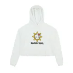 Glo Kitty Crop White Hoodie