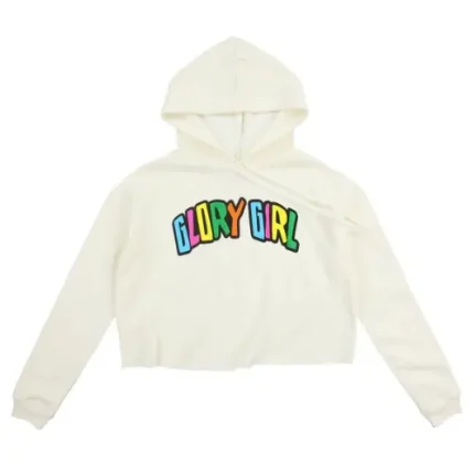 Glory Girl Multi Color Crop Hoodie (Swiss White)