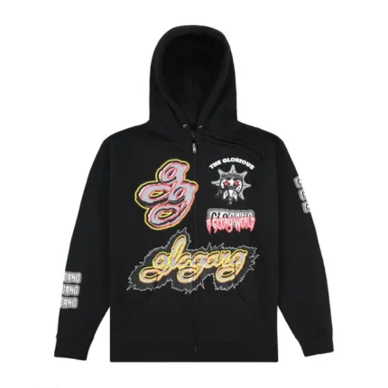 Scattered Glo Gang Zip Up Hoodie (Black)